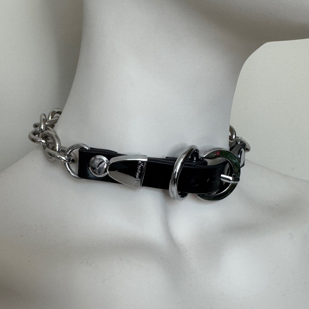 Creepyyeha VIV Choker Silver and Black Buckle Chain Necklace